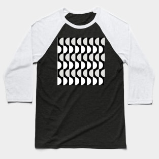 Black and White Retro Half-Circles Baseball T-Shirt